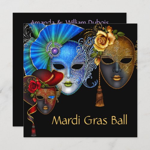 Masquerade Sweet Sixteen Bat Mitzvah Invitation