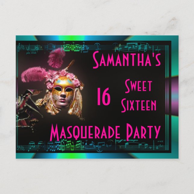 Masquerade sweet sixteen invitation (Front)