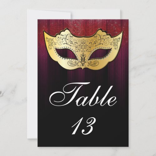 Masquerade Table Number Card