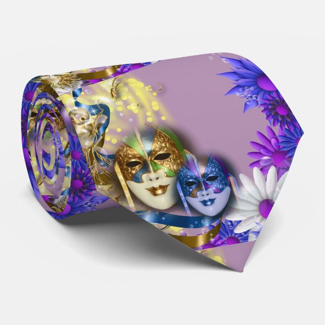 Masquerade Venetian masks mens mardi gras Tie (Rolled)
