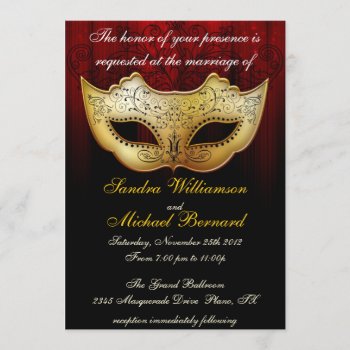 Masquerade Wedding Celebration Fancy Invitation by oddlotpaperie at Zazzle