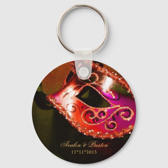 Masquerade Wedding Favor Red Keychain (Front)
