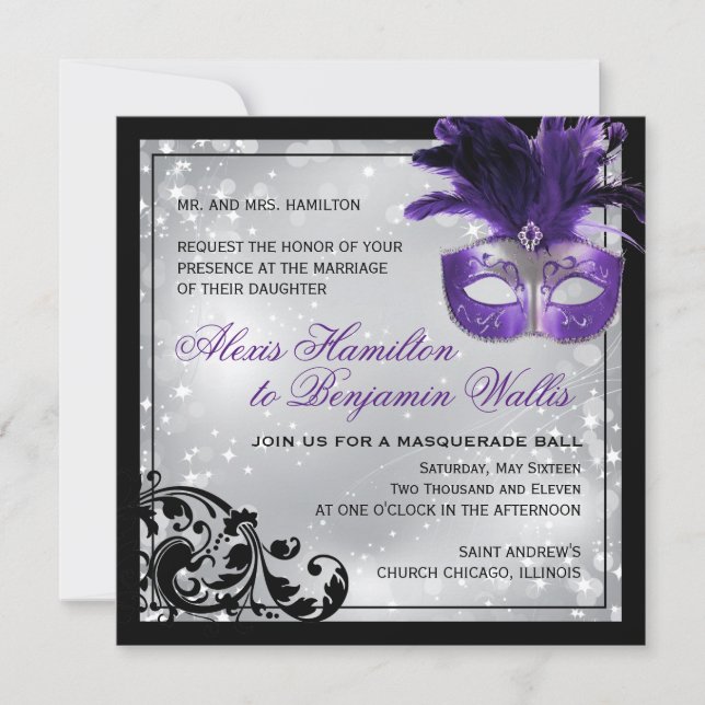 Masquerade Wedding Invitation (Front)
