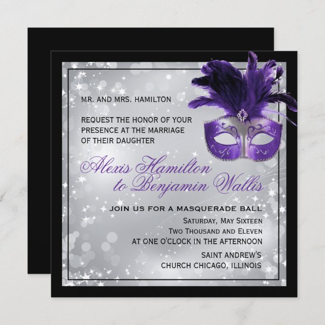 Masquerade Wedding Invitation (Front/Back)