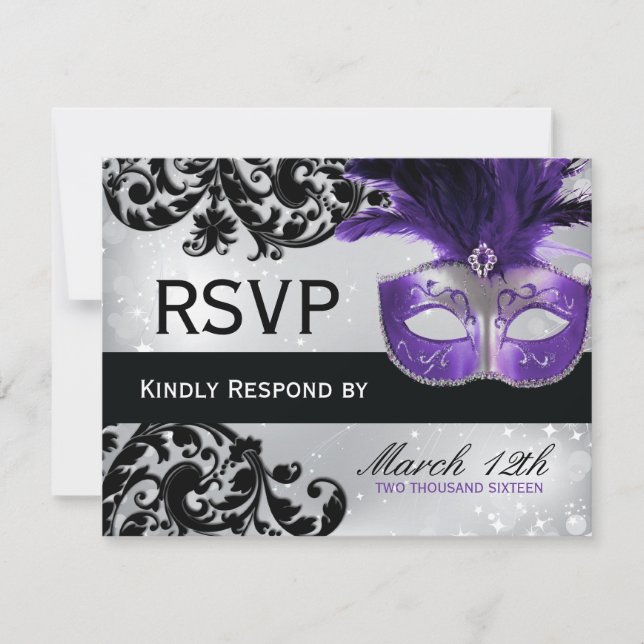 Masquerade Wedding RSVP Cards (Front)
