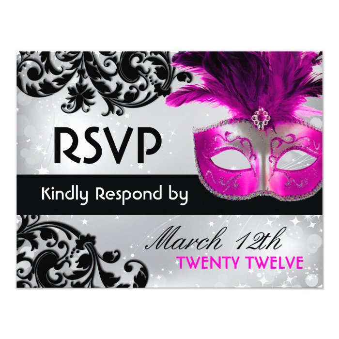 Masquerade Wedding RSVP Cards Personalized Invitation