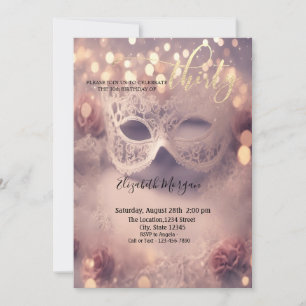 Masquerade,White Lace Masque 30th Birthday Invitation