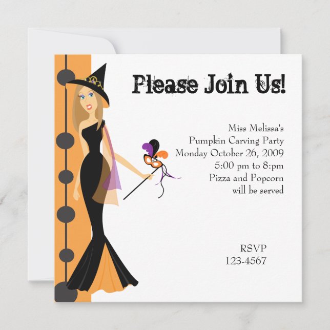 Masquerade Witch Invitation (Front)