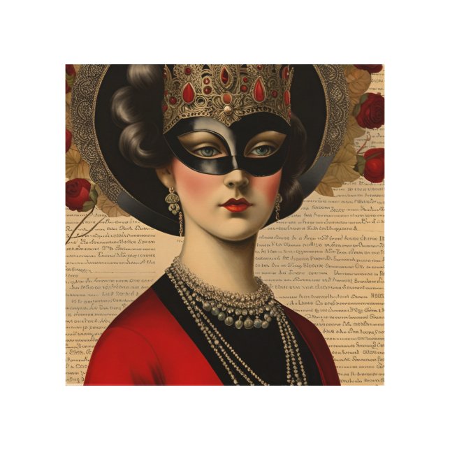  Masquerade  Woman Wood Wall Art (Front)