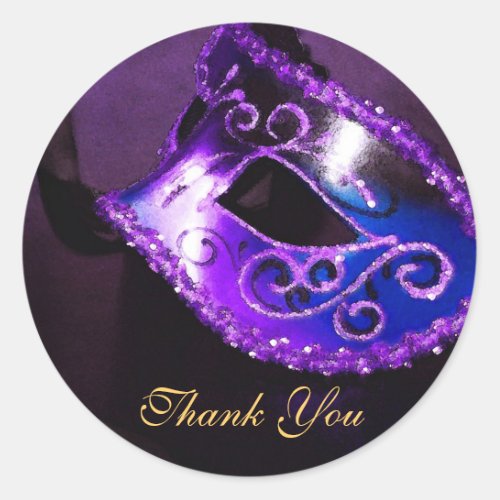 Masqurade Mask Purple Thank You Sticker