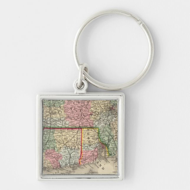 Mass, Conn, RI Map by Mitchell Keychain (Front)
