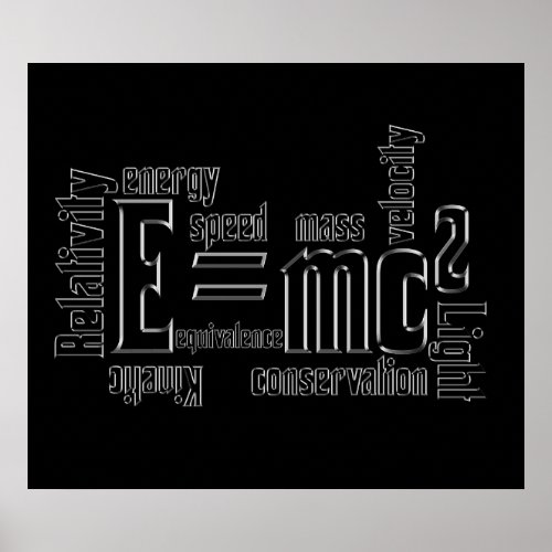 Mass Equivalence EMC2 Science Poster Typography