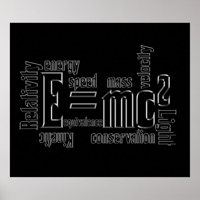 Mass Equivalence E=MC2 Science Poster Typography (Front)