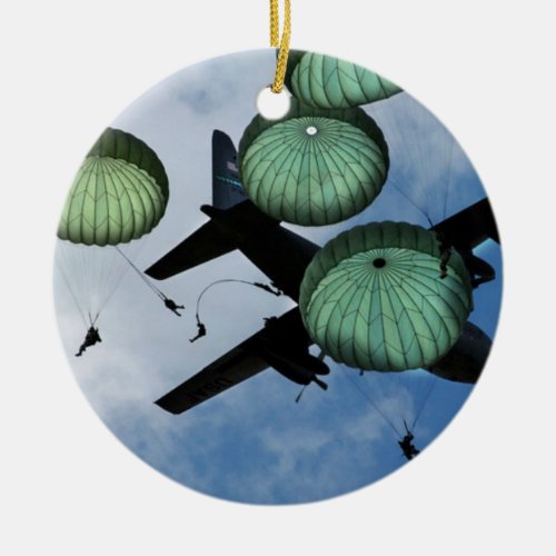Mass Jump Mission Parachutes US Army Ceramic Ornament