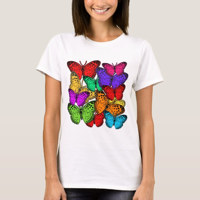 Mass of Brilliant Colored Butterflies T-Shirt (Front)