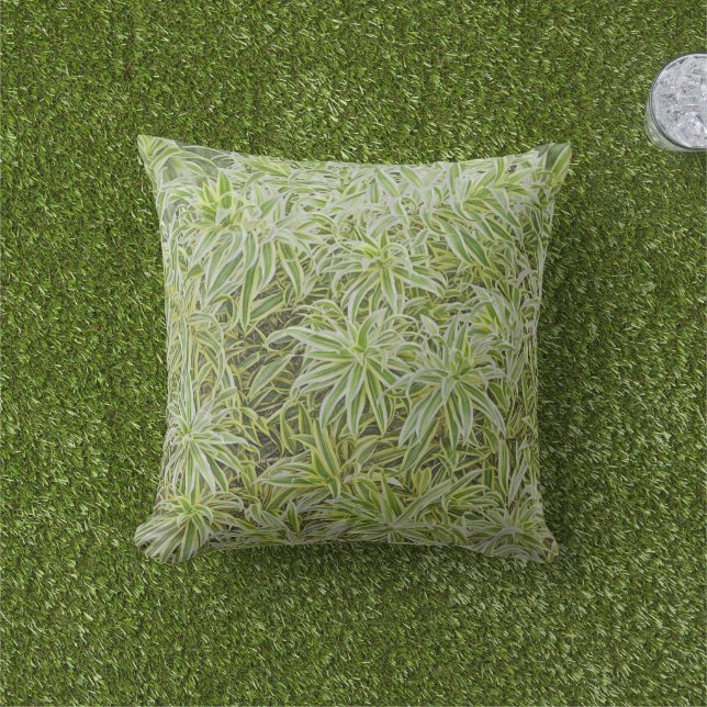 "MASS OF GREEN AND WHITE PLANT LEAVES" THROW PILLOW (Grass)