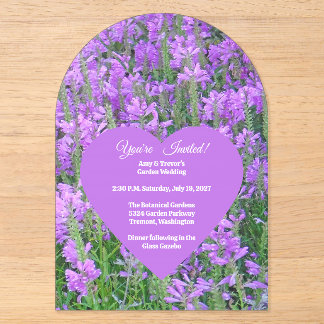 Mass Of Purple Flowers, Heart Center For Info Acrylic Invitations