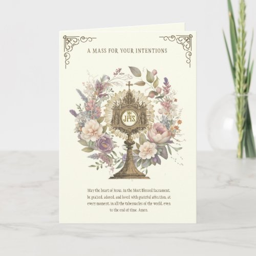 Mass Offering Floral Divine Praises Eucharist Card