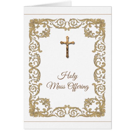 Mass Offering Gold Crucifix Sympathy Condolence (Front)