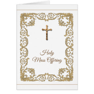 Mass Offering Gold Crucifix Sympathy Condolence Cards