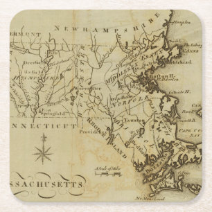 Massachusetts 3 square paper coaster