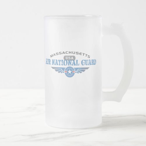 Massachusetts Air National Guard Frosted Glass Beer Mug