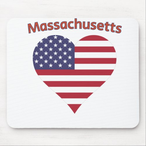 Massachusetts American Flag Heart Mouse Pad
