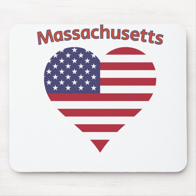 Massachusetts American Flag Heart Mouse Pad (Front)