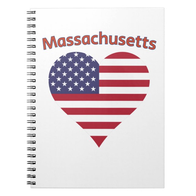 Massachusetts American Flag Heart Notebook (Front)