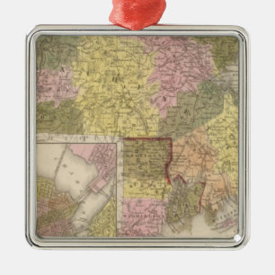 Massachusetts And Rhode Island Metal Ornament