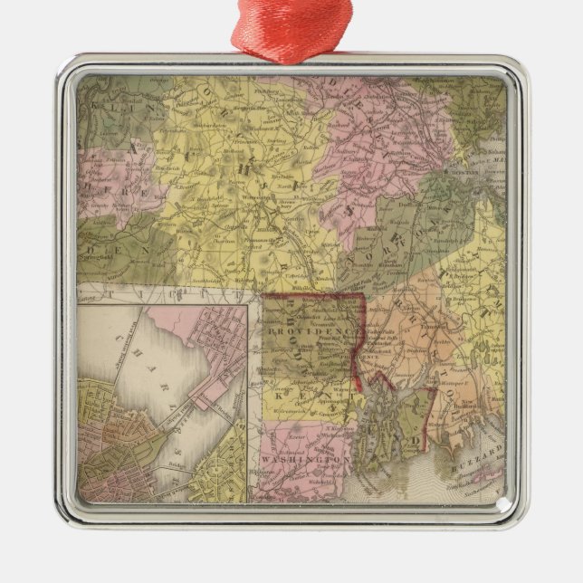 Massachusetts And Rhode Island Metal Ornament (Front)