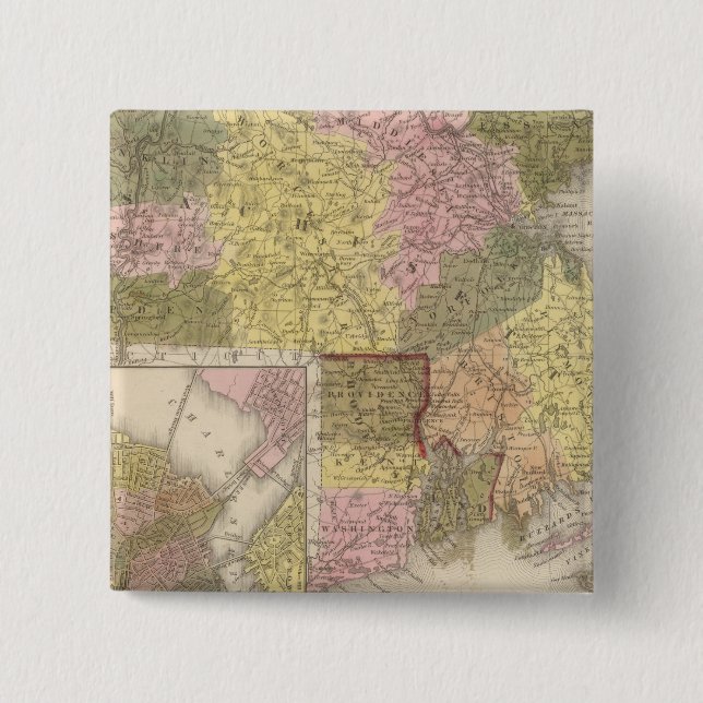 Massachusetts And Rhode Island Pinback Button (Front)