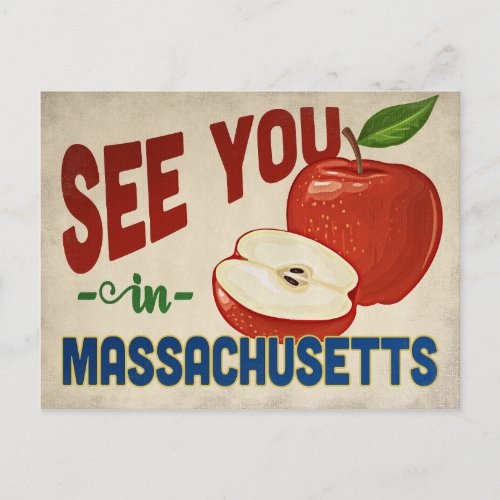 Massachusetts Apple _ Vintage Travel Postcard