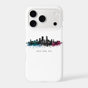 Massachusetts Art   Boston MA Skyline Watercolor iPhone 17 Pro Case