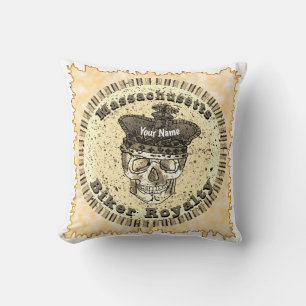 Massachusetts Biker  Throw Pillow