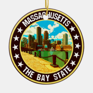 Massachusetts                                      ceramic ornament