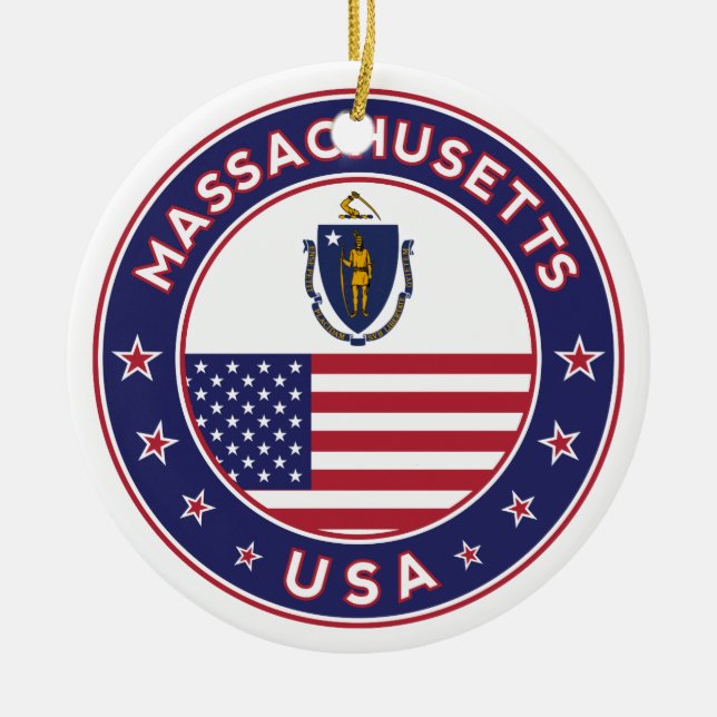 Massachusetts Ceramic Ornament (Front)