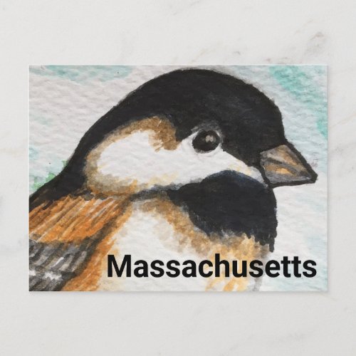 Massachusetts Chickadee State Bird Painting Postcard