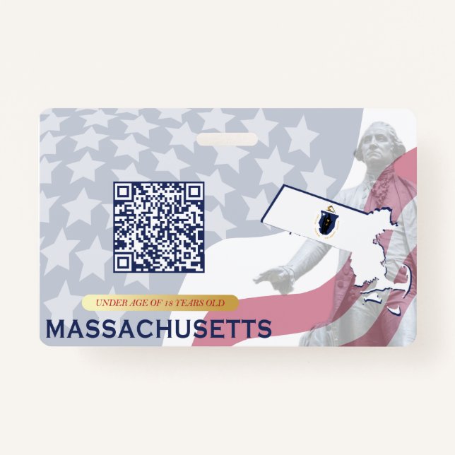MASSACHUSETTS - Child ID - USA Flag Background Badge (Back)