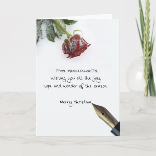 Massachusetts  Christmas Card state specific Holiday Card