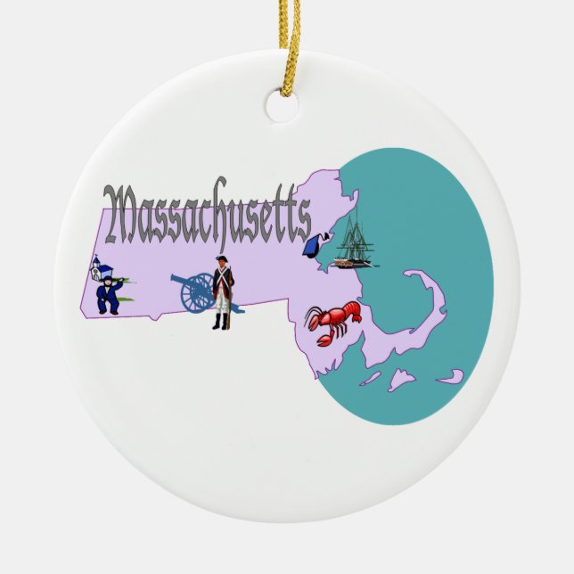 Massachusetts Christmas Tree Ornament (Front)