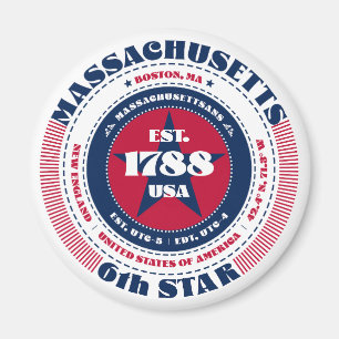 Massachusetts Circle Typography Souvenir Magnet
