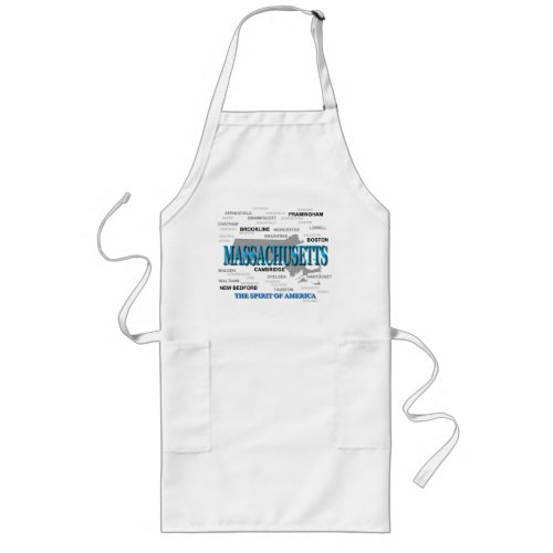 Massachusetts Cities and Towns State Map Boston Long Apron