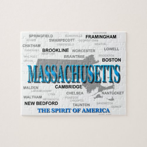 Massachusetts Cities and Towns State Pride Map Jigsaw Puzzle