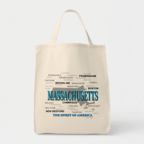 Massachusetts Cities and Towns State Pride Map Tote Bag