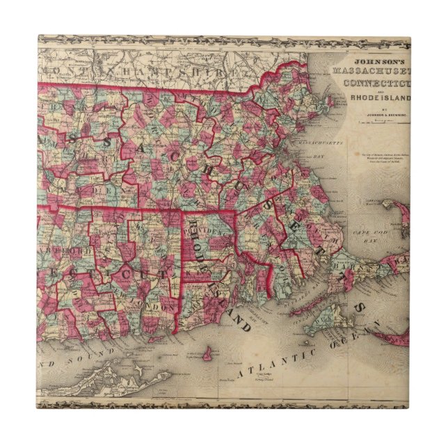 Massachusetts, Connecticut, and Rhode Island Ceramic Tile (Front)