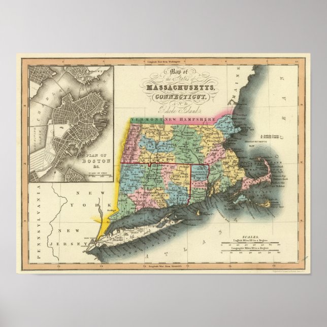 Massachusetts, Connecticut, Rhode Island Poster (Front)
