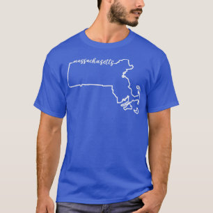 Massachusetts Cursive Silhouette Home State Pride  T-Shirt