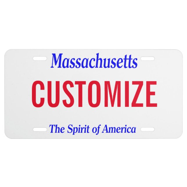 Massachusetts Custom License Plate (Front)