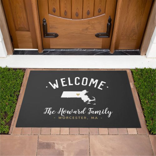Massachusetts Family Monogram Welcome Doormat